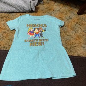 Dc Superhero Girls Mint Green Wonder Woman T-shirt Girl's XL (14-16)